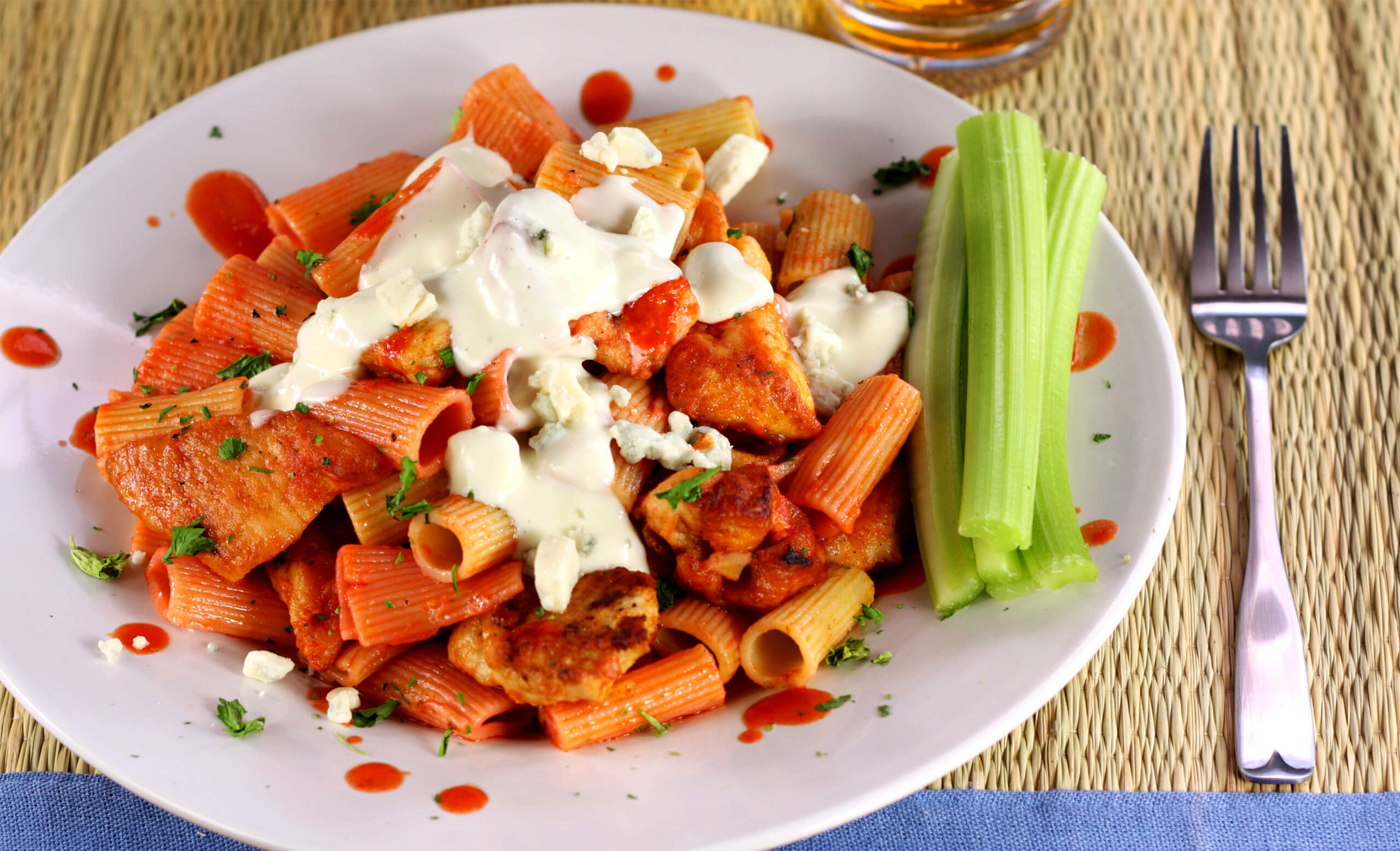 Garlic Buffalo Chicken Pasta Salad  - Moore’s Marinades